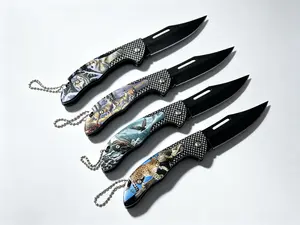 EDC convenient folding knife, four patterns, suitable for camping, hiking, home cooking, office unboxing, holiday gifts