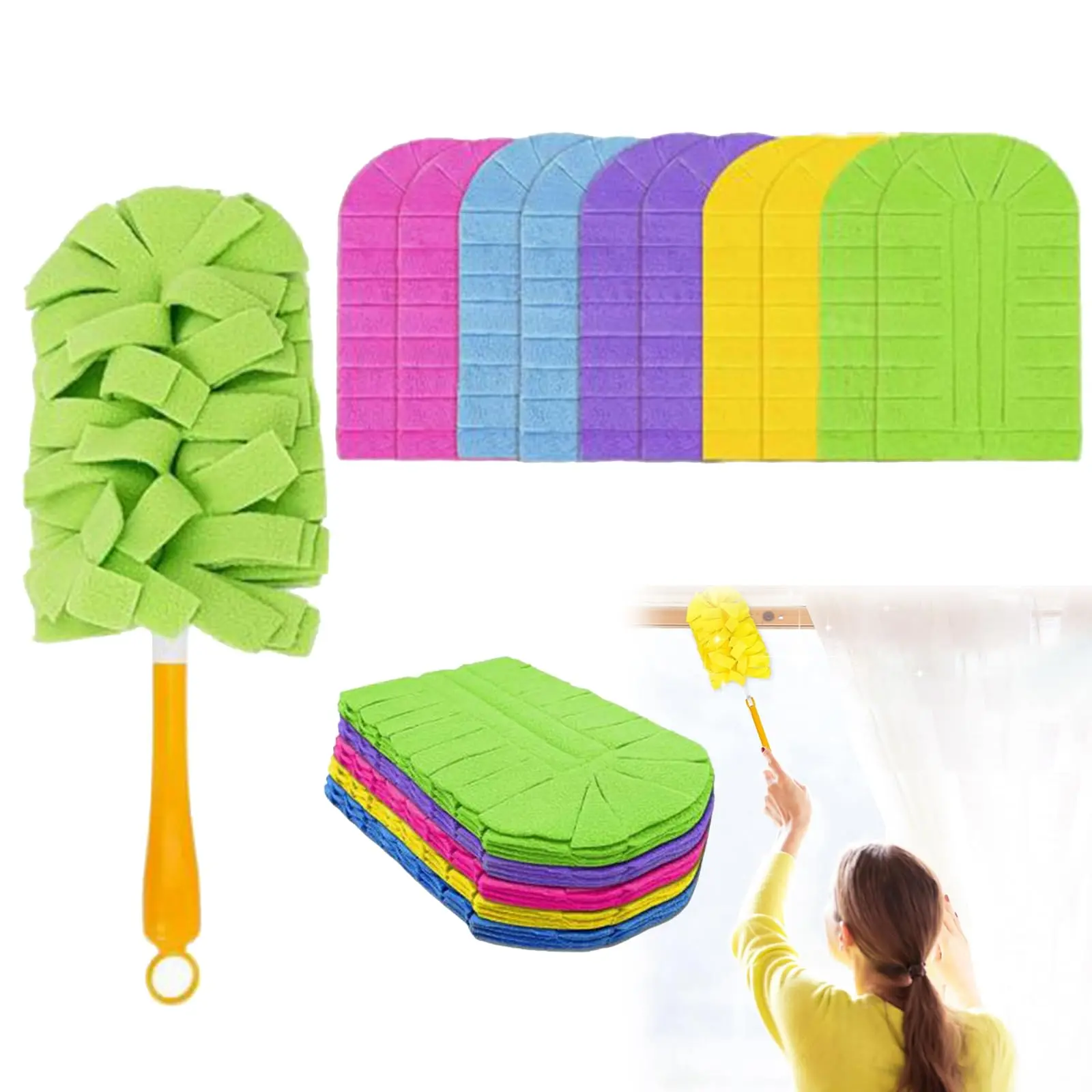 Electrostatic Duster Refills Compatible with Swiffer, 5-Pack 360° Microfiber Multi-Surface Heads, Washable & Reusable Cleaning Kit