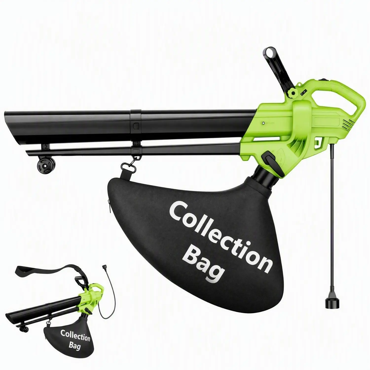 3-in-1 Corded Electric Leaf Blower Vacuum Mulcher Up to 460 CFM and 167 MPH, 15:1 Mulching Ratio, 40L Collection Bag for Lawn, Yard, Patio and Walkway Cleanup Leaf Blower Vacuum Mulcher 3-in-1, Metal Impeller, Powerful for Yard and Garden Cleanup