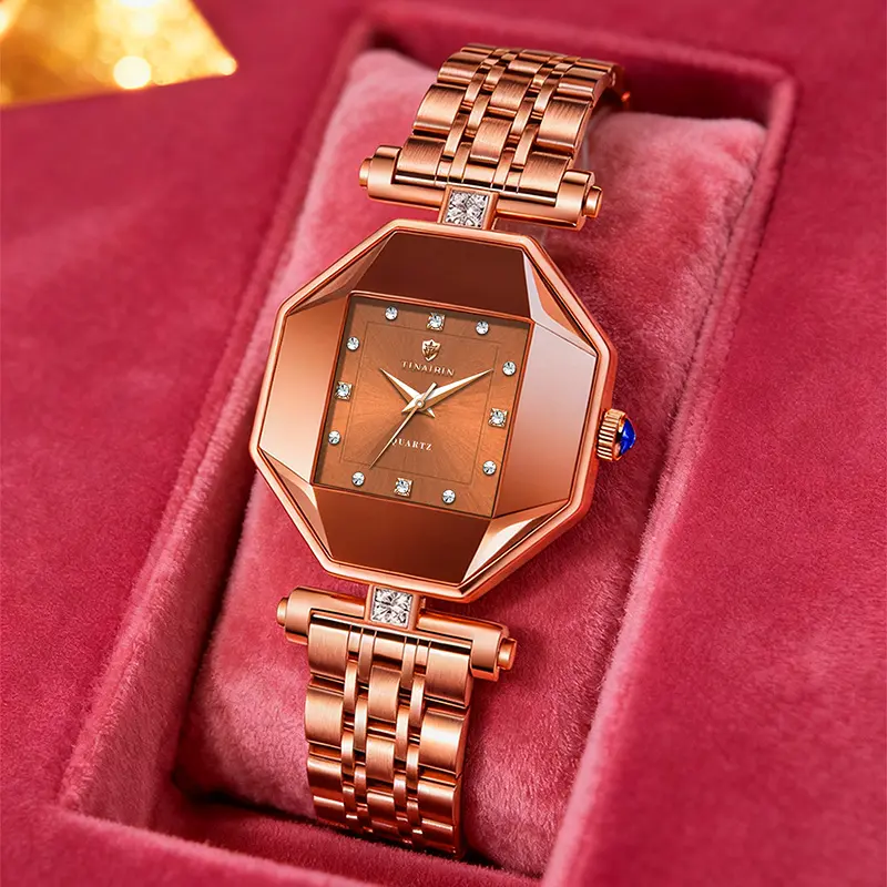 Ladies Fashion Luxury Diamond-Studded Bracelet Watch Made Of Stainless Steel With A Water Resistance Of 30 MetersElegant and stylish, this timepiece is an ideal gift and a perfect piece of jewelry to showcase one's taste.