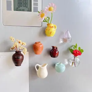 Creative Mini Ceramic Vase Design Decorating Magnet, 5/8/13/18pcs/set Refrigerator Magnet, DIY Fridge Magnet for Flower, Home & Office Interior Decoration, Summer for Gift