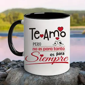 1pc, - 11 oz Ceramic Coffee Cup with Spanish Love Phrase, - "Te Amo Para Siempre" Romantic Mug, Mug, Valentine'S Day & Christmas Gift Wide Mouth Reusable