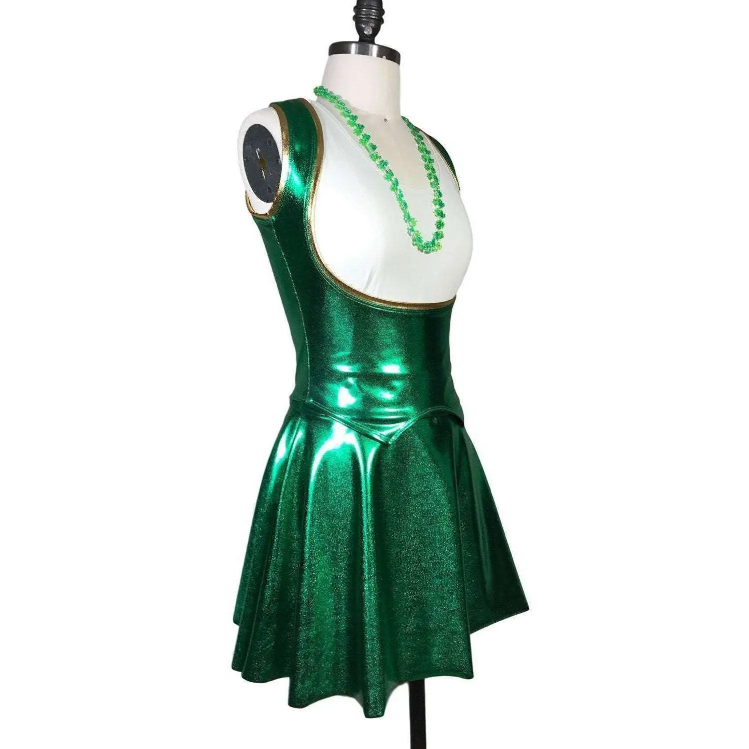 Sexy Metallic Green Bodycon Top and Skirt - Leprechaun Costume