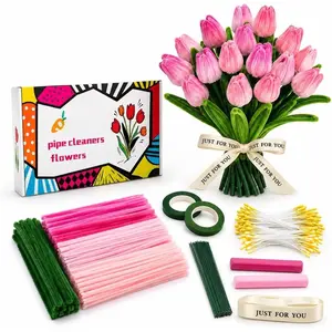 400 count Pipe Cleaners Crafts Bulk,Pipe Cleaner Flower Kit,Arts and Crafts for Adults (Green,)