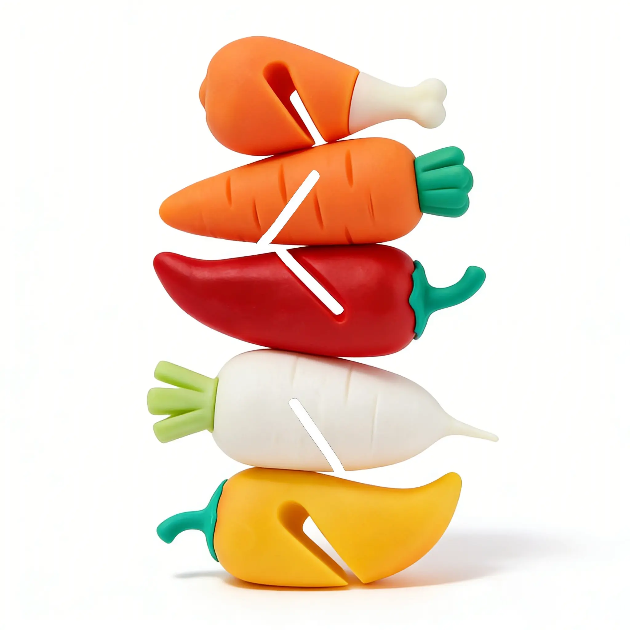5-Piece Food-Shaped Silicone Anti-Spill Pot Lid Holder Set, Durable & Flexible Design, Perfect for Kitchen Use, Easy Installation, Kitchen Gadget, Kitchenware