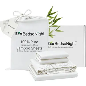 100% Viscose Derived from Bamboo Sheets Queen Size, Soft & Cooling Viscose from Bamboo Sheets Set, Organically Grown,Breathable & Soft Deep Up to 18 Inches(White)