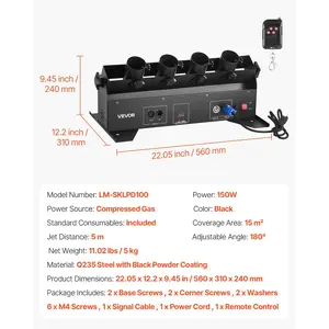 VEVOR Electric Confetti Cannon Machine, High Output 4-Shot Confetti Launcher, DMX512, Manual Remote Control, Portable Confe-tti Shooter for Wedding Christmas DJ Party Event Show Stage Nightclub