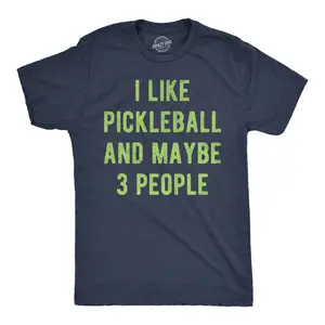 Mens Funny T Shirts I Like Pickleball And Maybe 3 People Sarcastic Graphic Novelty Tee For Men Mens Funny T Shirts Cool Vintage Fashion T-Shirt Gift Classic Menswear Pickle Ball Apparel for Men Funny Introvert Navy -
