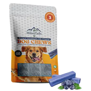 Premium Gold Yak Cheese Himalayan Dog Chews, Dog Treats for Dogs, All Natural, High Protein, for Aggressive Chewers (BlueBerry)