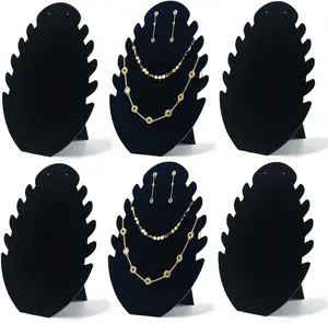 Jewelry Display Stand Necklace Display Stand, Jewelry Easel Necklace and Earing Set Display Large Capacity Necklace Holder Velvet, 6PCS