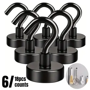 Magnetic Hook, Strong Magnetic Hook, Easy to Install Magnetic Hook, Adhesive Storage Magnet Hook for Kitchen Refrigerator Office Use, Hardware, Heavy Duty, Metal