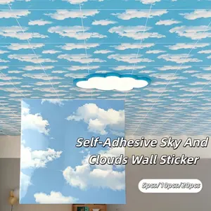 30cmx30cm Self-Adhesive Sky And Clouds Wall Sticker, Premium PVC Wall Panel, Can Be Applied to Ceiling, Roof Bedroom Living Room Renovation of Old Walls Firm And Easy to Stick
