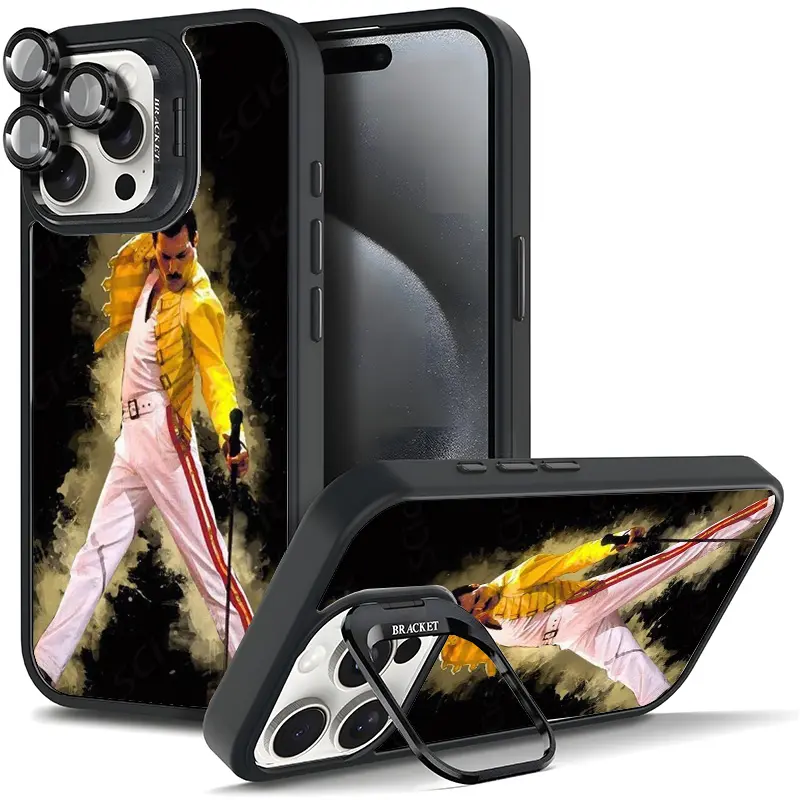 Freddie Mercury Concert Vibe Anti-Drop TPU Silicone Smartphone Case - Shockproof, Magnetic Casing with Metal Lens Frame, Bracket Stand, Full Camera Protection for iPhone 17/AIR/16-11 PRO PLUS MAX (11X-L0499) Cool Electronics Accessory Gift