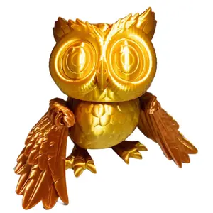 Articulated Flexi Owl - Gold/Bronze - 3D Printed Decor Gift