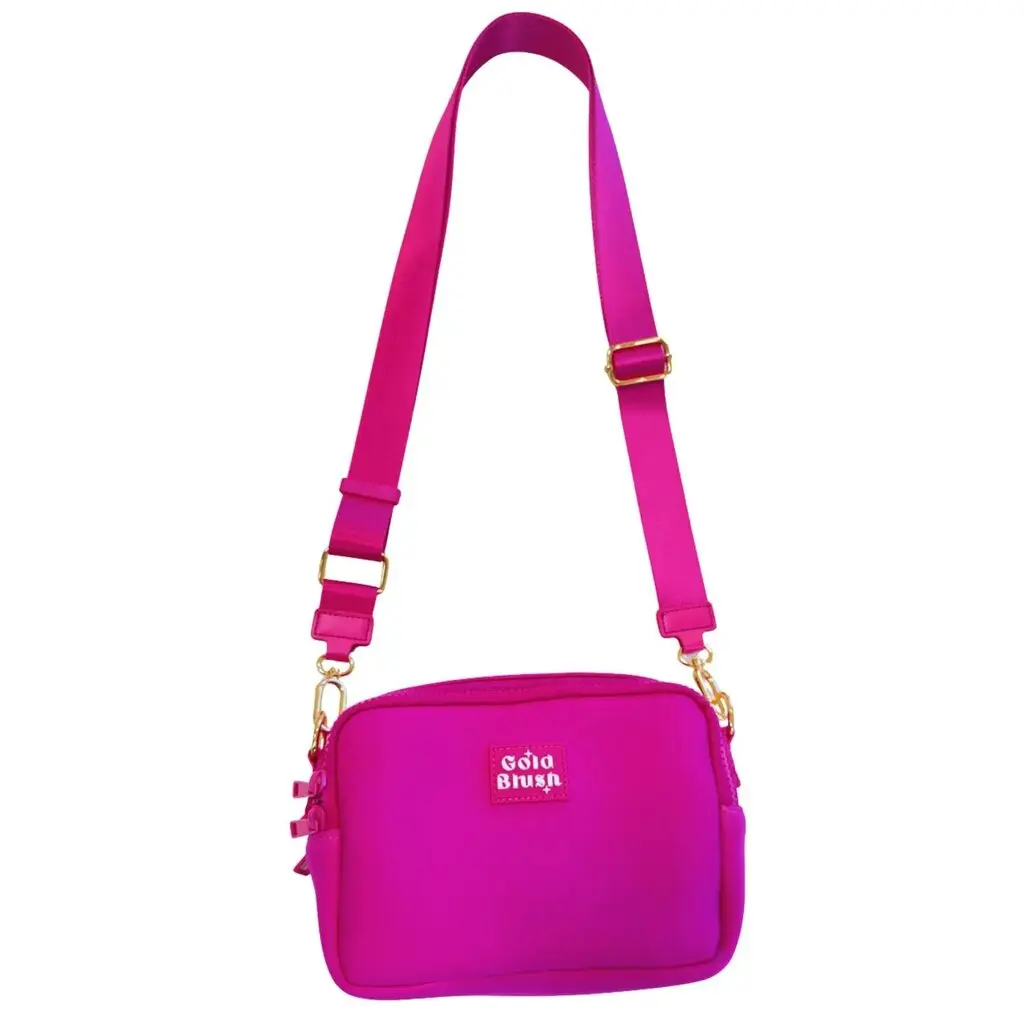 Women's Gold Blush Bestie Crossbody Shoulder Bag - Soft Luxe Neoprene Body, Small Organized Secure Design for Kindle, Phone, Wallet & Daily Must-Haves