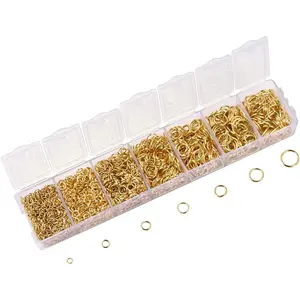 LANBEIDE 2296Pcs Jump Rings Gold Plated Jewelry Connectors Chain Links 3mm 4mm 5mm 6mm 7mm 8mm 10mm Box Set Open Jump Rings Gold for Necklace Repair