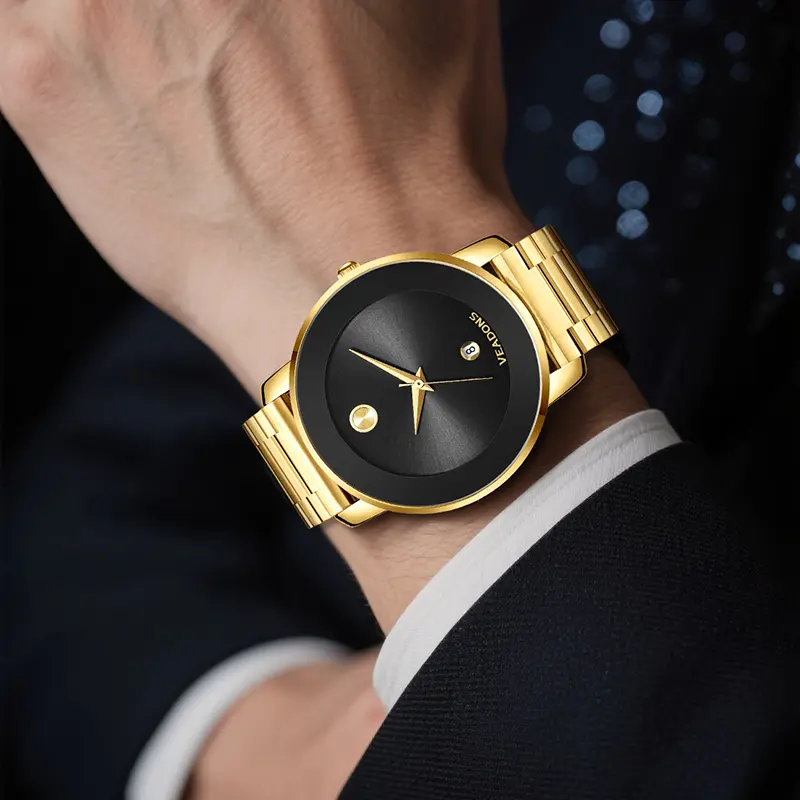 VEADONS Luxury Gold Watch for Men - Automatic Movement Sapphire Crystal  Waterproof Dress Watch Business Casual Minimalist Design Stainless Steel  Case - TikTok Shop