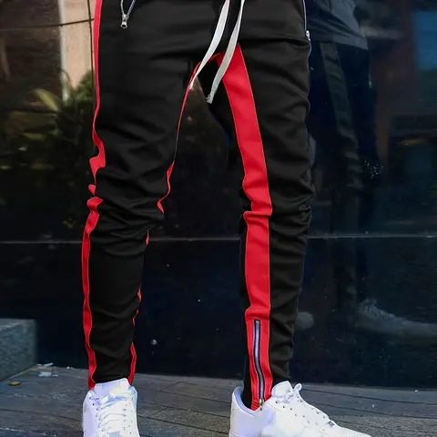Men's Long Pants with Zipper Hem, Casual Outdoor Sports Wear, Casual Comfy Sporty, Casual Sportswear Pants, Casual Sporty Pants, All-Season Comfortable Trousers, Stylish Men's Fashion Bottoms