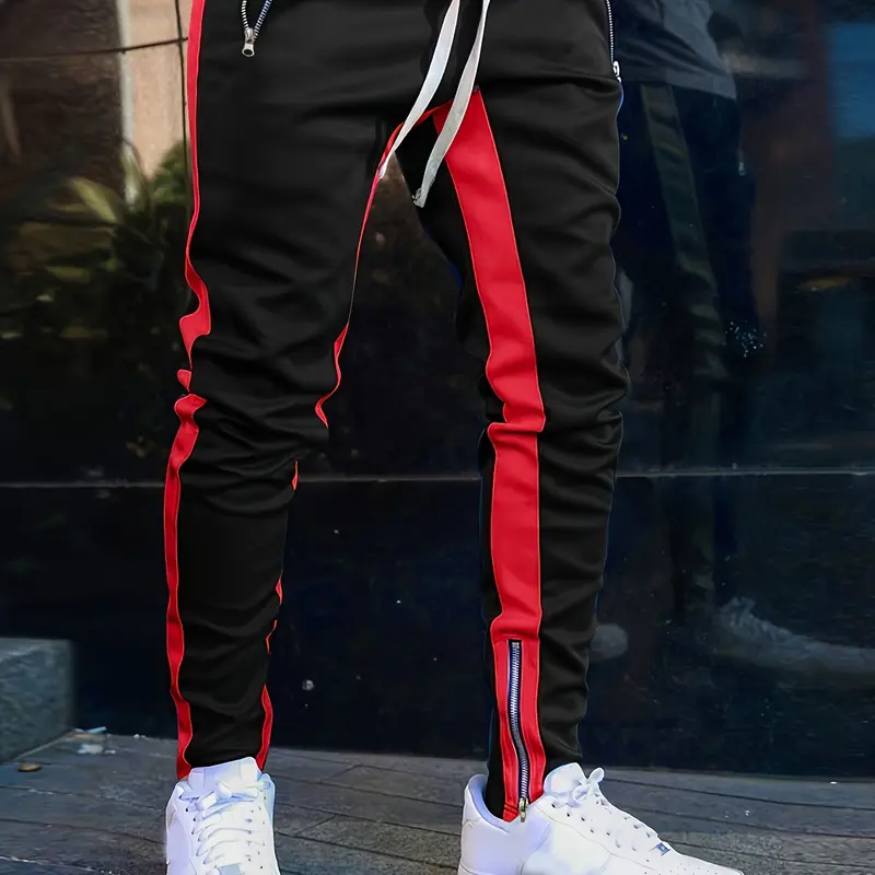 Men's Long Pants with Zipper Hem, Casual Outdoor Sports Wear, Casual Comfy Sporty, Casual Sportswear Pants, Casual Sporty Pants, All-Season Comfortable Trousers, Stylish Men's Fashion Bottoms