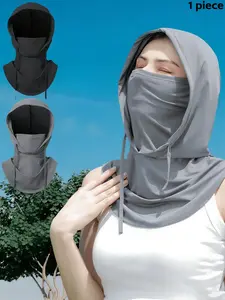 1 Piece Unisex Ice Silk Ski Hoods with UV Protection - Full UV Resistant Cycling Face Cover - Breathable, Seamless and Adjustable Neck Scarf with Lace, Motorcycle Hat, Bike, Fishing with Earrings, Women's Sunscreen, Men's Ski Hood, UV Neck Gaiter