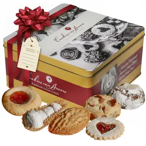 Assorted Italian Cookies Gift Box, 2 lb Tin with 30+ Individually Wrapped Traditional Cookies, Mixed Pastry Selection for Holidays, Coffee Pairing, and Sharing