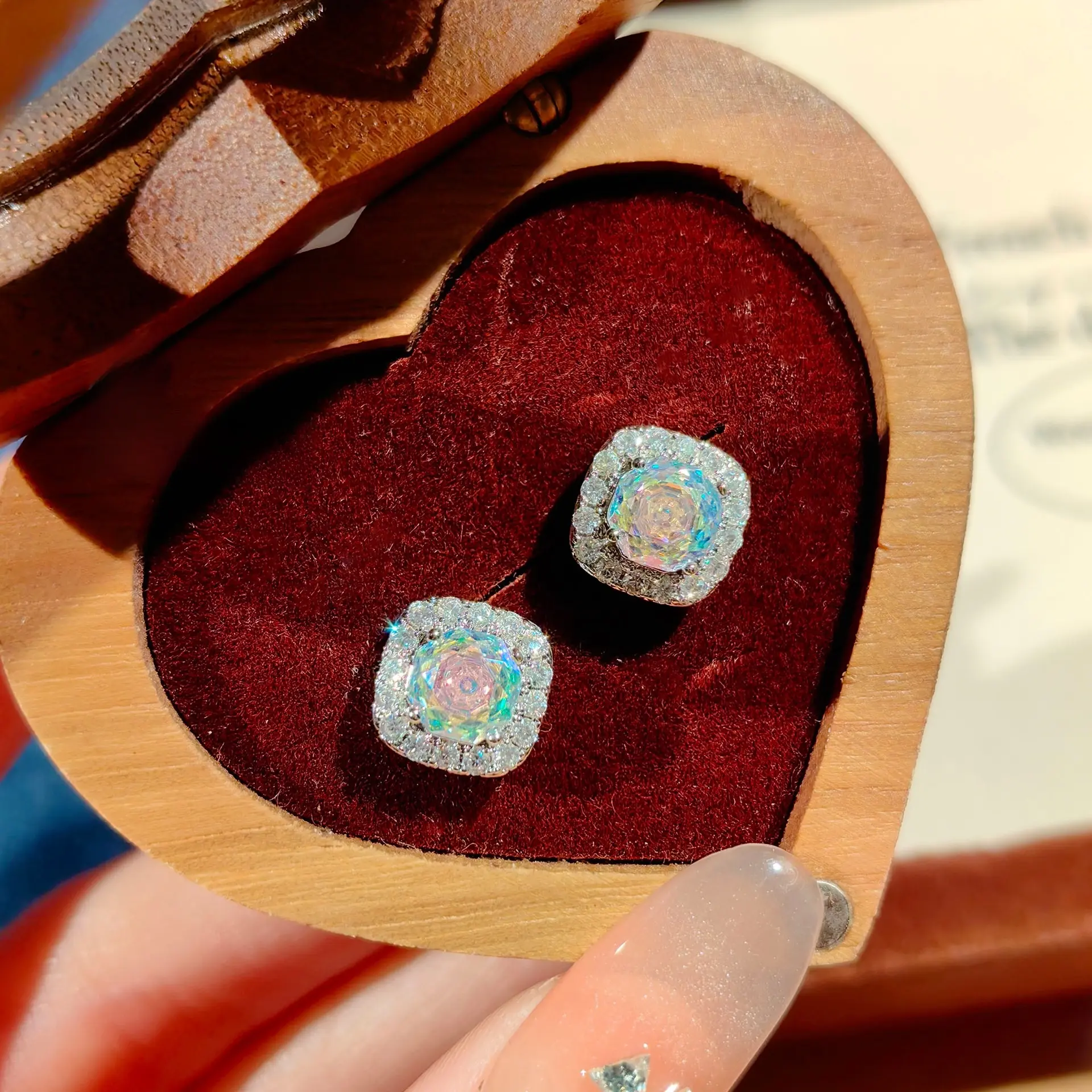 Colorful Diamond Earrings [Price for One Pair]