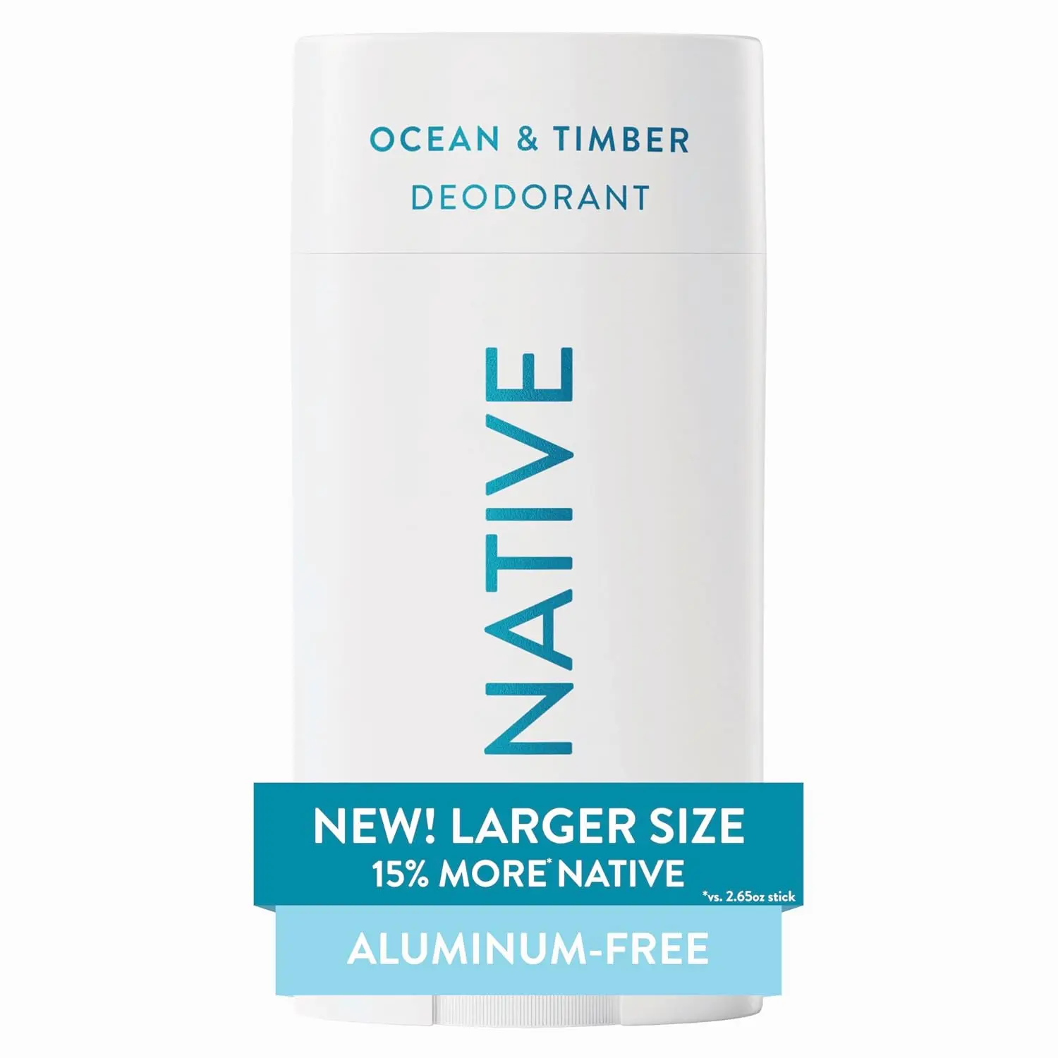 Native Aluminum Free Deodorant, Ocean & Timber, Large Size Stick, 72 Hour Odor Control, for Women & Men, Contains Naturally Derived Ingredients, 3.1 oz