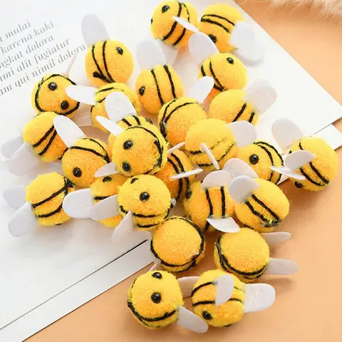 Handmade DIY Crafts Bee Ball Toys Set, DIY Kit, Party Room Decorative Fabric Planters, Fun Insect Design, Choose Quantity (5/10/15)