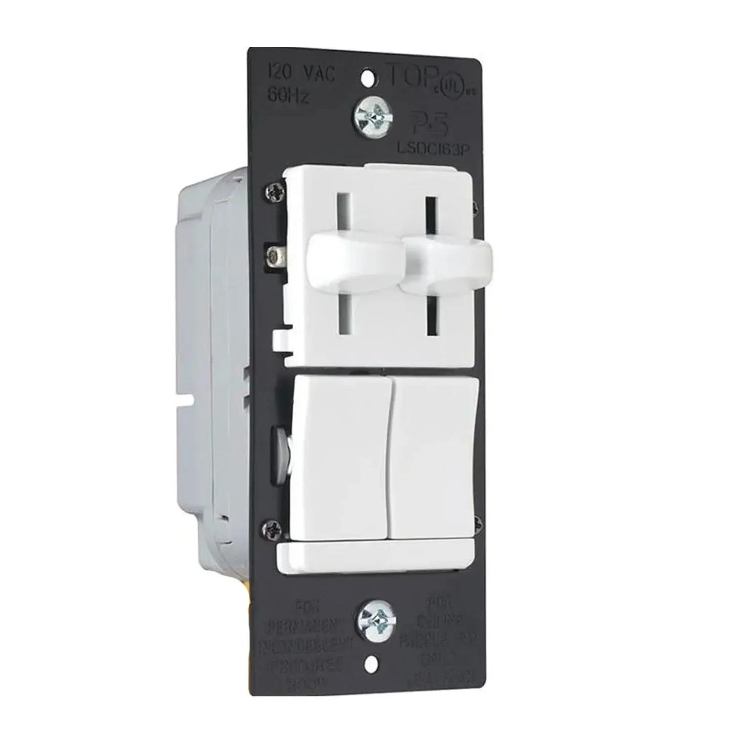 Legrand LSDC163PWV LS Series Fan Speed Control, 1.6A, Single-Pole/3-Way, White