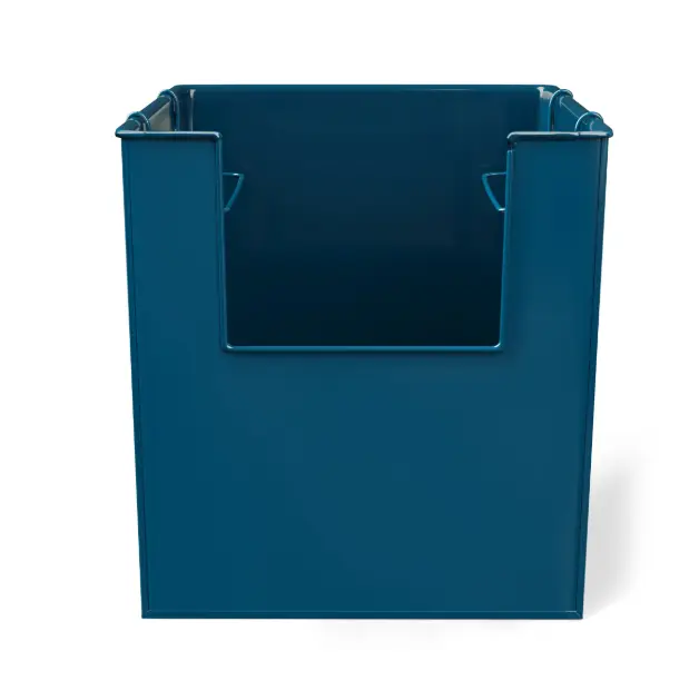 Mainstays Kids Medium Dark Blue Stacking Open-Front Metal Storage Basket with Handles