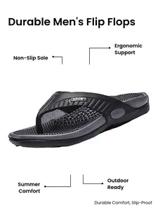 Durable Men's Flip-Flops, Footwear, Ergonomic Arch Support, Non-Slip Sole, Ideal for Summer Vacation, Camping, Hiking, Daily Commute