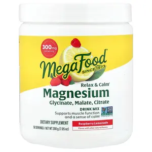 MegaFood Relax & Calm Magnesium, Drink Mix, Raspberry Lemonade, 7.05 oz (200 g)