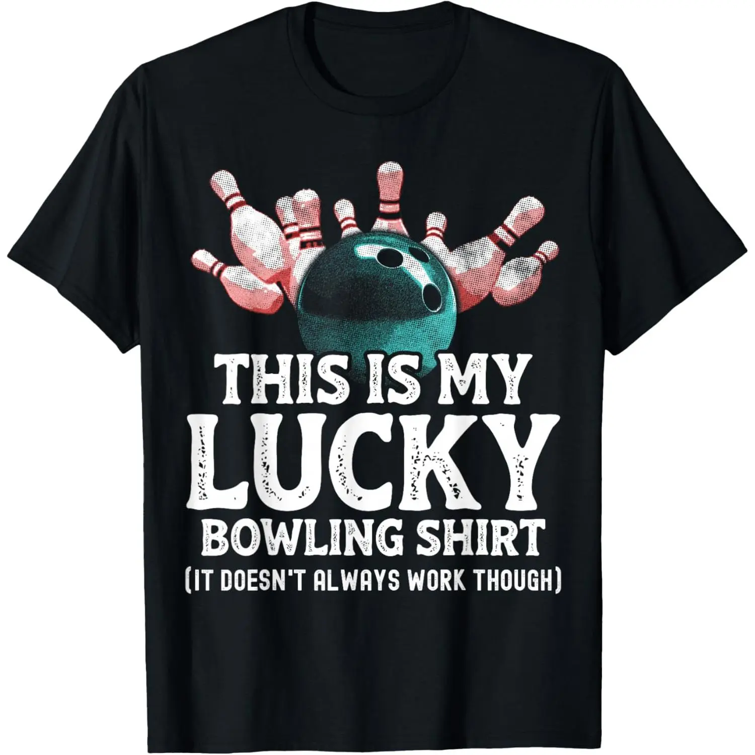 Vintage Graphic T-Shirt for Women, Funny Lucky Bowling Short Sleeve Casual Round Neck 100% Cotton Tee, Shortsleeve, Top, Tshirt