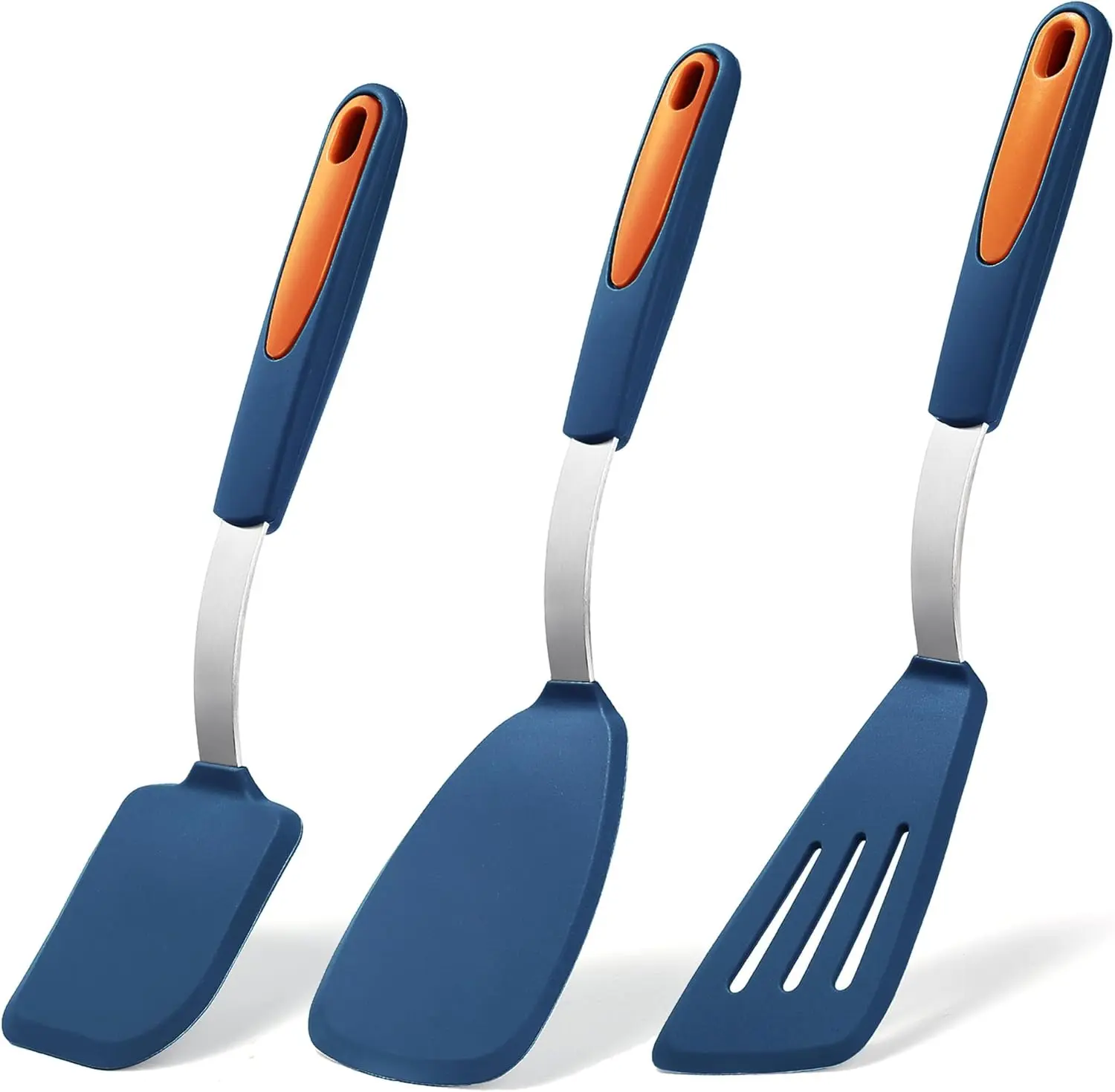 3 count  Spatula Set, Heat Resistant Flexible Turner Spatulas, Nonstick Cookie Spatula, Fish Spatula, Dishwasher Safe, Navy Blue