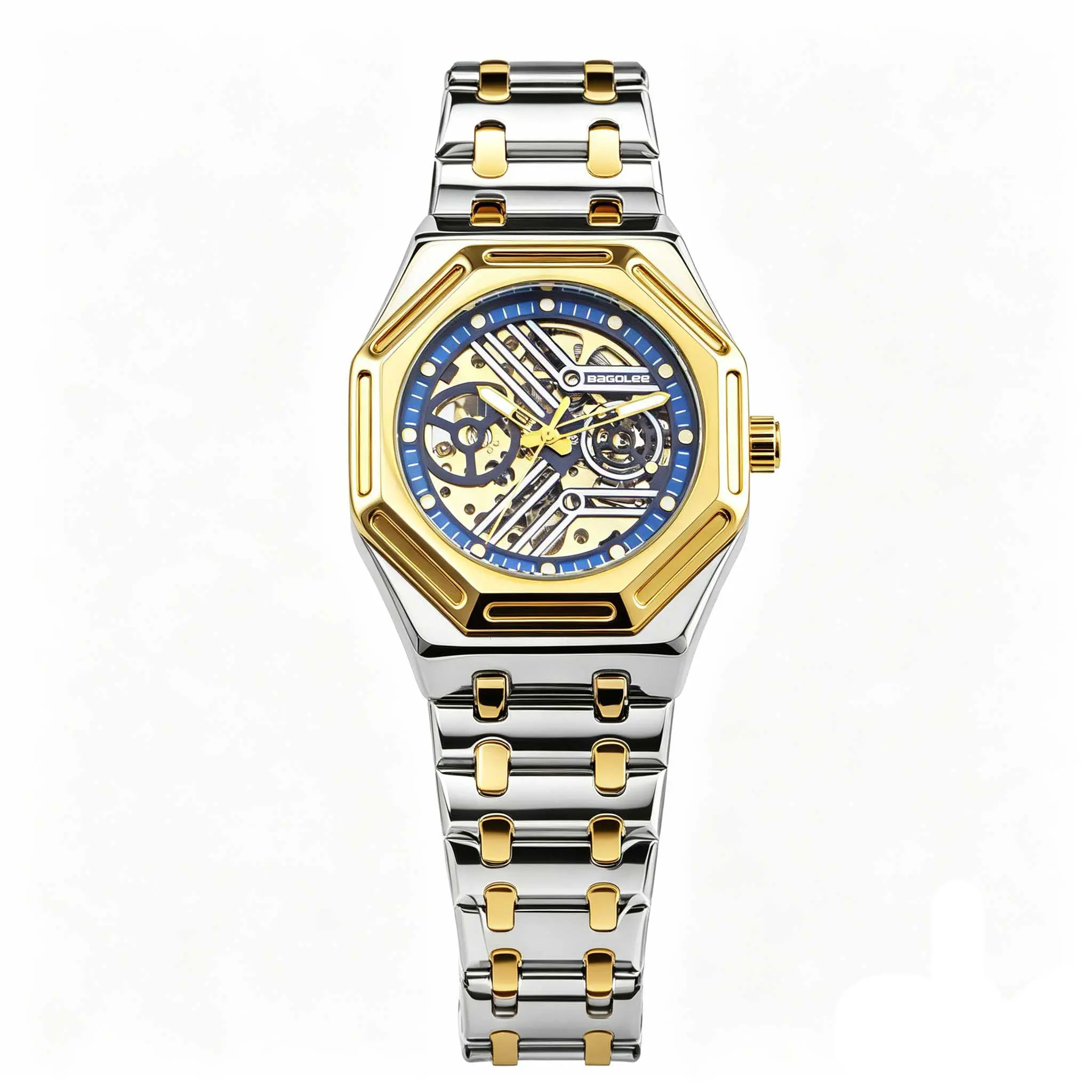 S-BAGOLEE 9017 Men’s Automatic Mechanical Watch Skeleton Dial Fashion Wristwatch