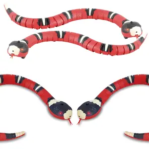 Induction Snake Toy for Pets, 16" Rechargeable Realistic Rattle Snake Toy with Retractable Tongue and Swinging Tail, Perfect Children Birthday Halloween