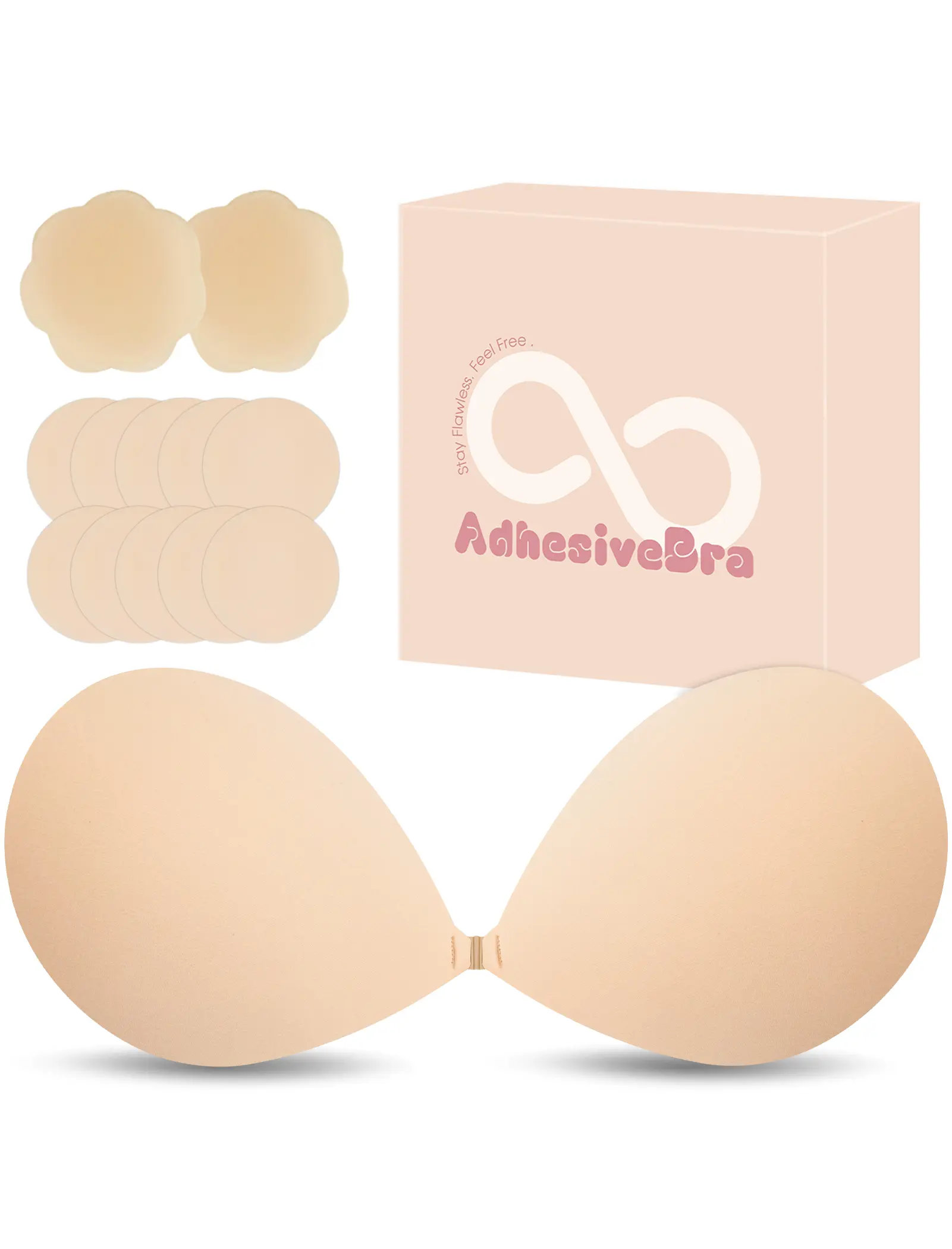 Sticky Bra Push Up Strapless Adhesive Bra Invisible Backless Reusable Cleavage Bras for Women with Nipple Covers Pasties Womenswear