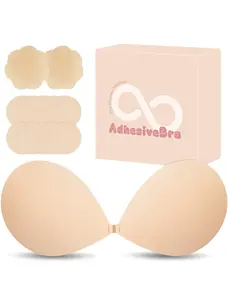 Sticky Bra Push Up Strapless Adhesive Bra Invisible Backless Reusable Cleavage Bras for Women with Nipple Covers Pasties