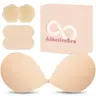 Women's Bridal Strapless Push-Up Adhesive Bra - Invisible, Backless, All-Day Sticky, Reusable, Seamless for Smooth Lines, Rinsing-Friendly, with Nipple Covers Pasties, Ideal for Proms