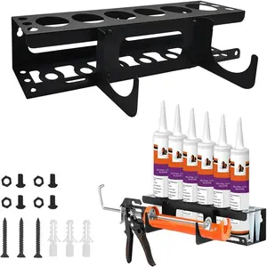 Caulking Tool Rack, Caulking Tool Storage Rack with Horizontal Base, Sealant Organizer, Suitable for Wall-mounted Pipes and Nozzles in Garages and Workspaces, Yard Tool Rack