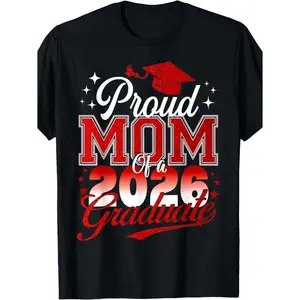 Plus Size Men's 2026 Graduation TShirt Proud Mother of 2026 Graduate with Cap and Diploma Print Comfortable Loose Fit Casual and Athletic Style Breathable Summer Wear Suitable for Graduation Parties for Fathers and Sons