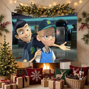 M-Meet the Robinsons CARTOON Flags Multi Size Atmosphere Flag, Cheerleading Hand Pulled Banner, Portable Outdoor Event Flag & Wall Decor for Sports, Parties, Home and Room Decoration