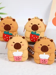 Cute Capybara Silicone Coin Purse Keychain for Bags, Fashion Simple Design, Adorable Wallet Storage Bag, Backpack Hanging Decoration