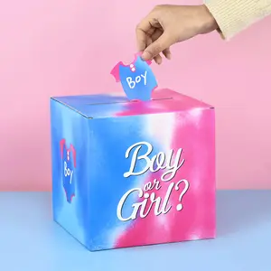 Baby Gender Reveal Voting Games Box with 60count Cards Boy or Girl Gender Reveal Party Supplies Invitations Baby Shower Decoration