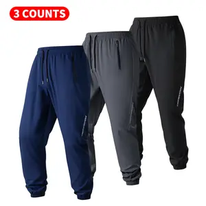 Men's Track Pants with Zipper Pockets, Elastic Waist, Breathable Quick-Dry, Fashionable Trendy Design for Casual Versatile Wear