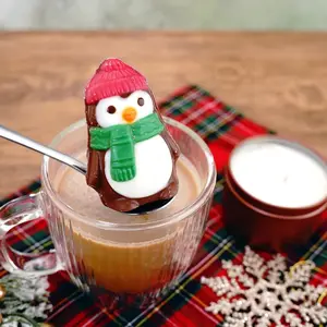 No Brand Penguin Cocoa Bomb Marshmallow Hot Chocolate Drink Mix 38g - Korean Winter Warm Beverage for Christmas Season Adorable Design Perfect for All Ages
