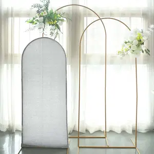Silver Shimmer Tinsel Spandex Wedding Arch Cover For Fitted Round Top Chiara Backdrop Stand 5ft