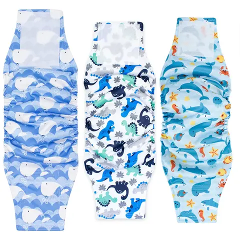 3 Pack Male Dog Belly Bands  Washable  Reusable Dog Diapers for Dogs Pee Guard Anti-Leak Absorbent Pet Wrap with Adjustable Hook  Loop  Indoor Outdoor Use