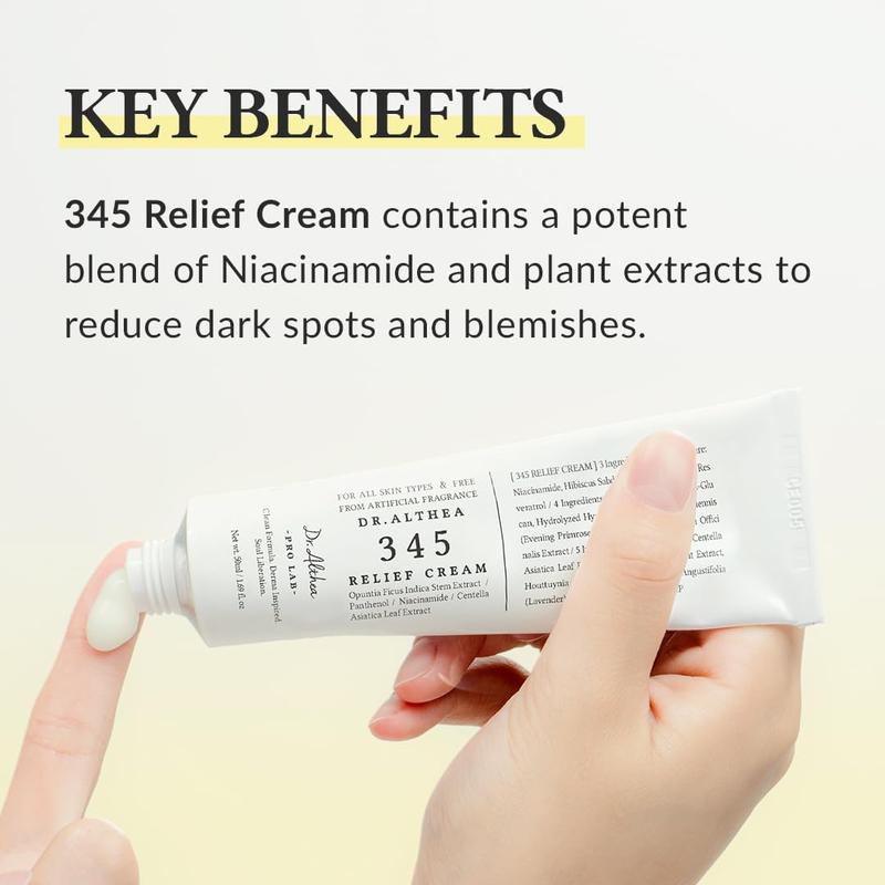 Dr.Althea 345 Relief Cream, Daily Face Moisturizer, Blemish Relief Care, Soothing Recovery & Moisture, Korean Vegan Skin Care for All Skin Types, 1.69 FI OZ  Christmas gift