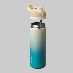 Aesthetic Ombre Water Bottle with Built-in Straw Lid | Double Wall Insulated Leakproof Flask | Trendy Daily Drinkware